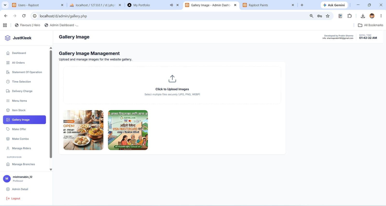 Admin — gallery image management