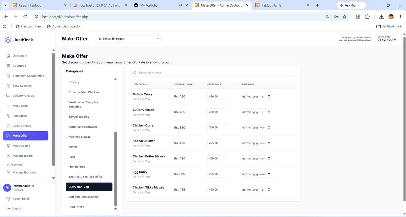 Admin — discount pricing (Make Offer)