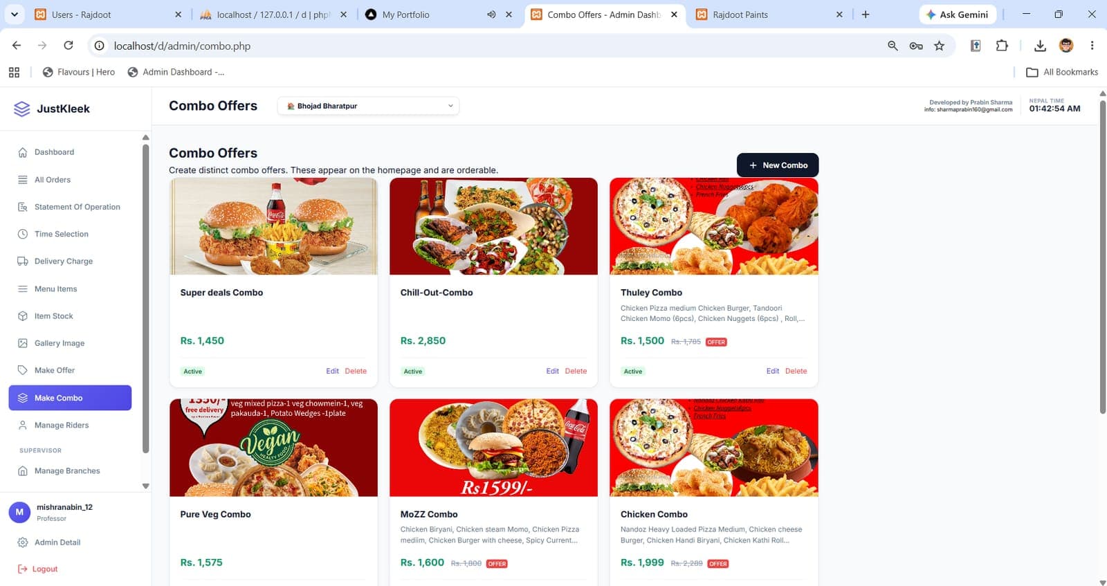 Admin — combo offer builder