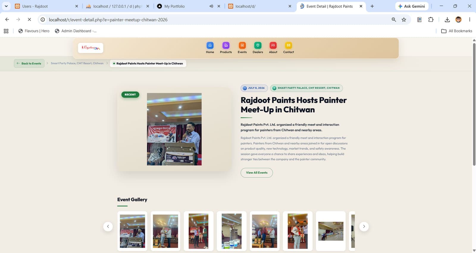 Events — a company event with its photo gallery