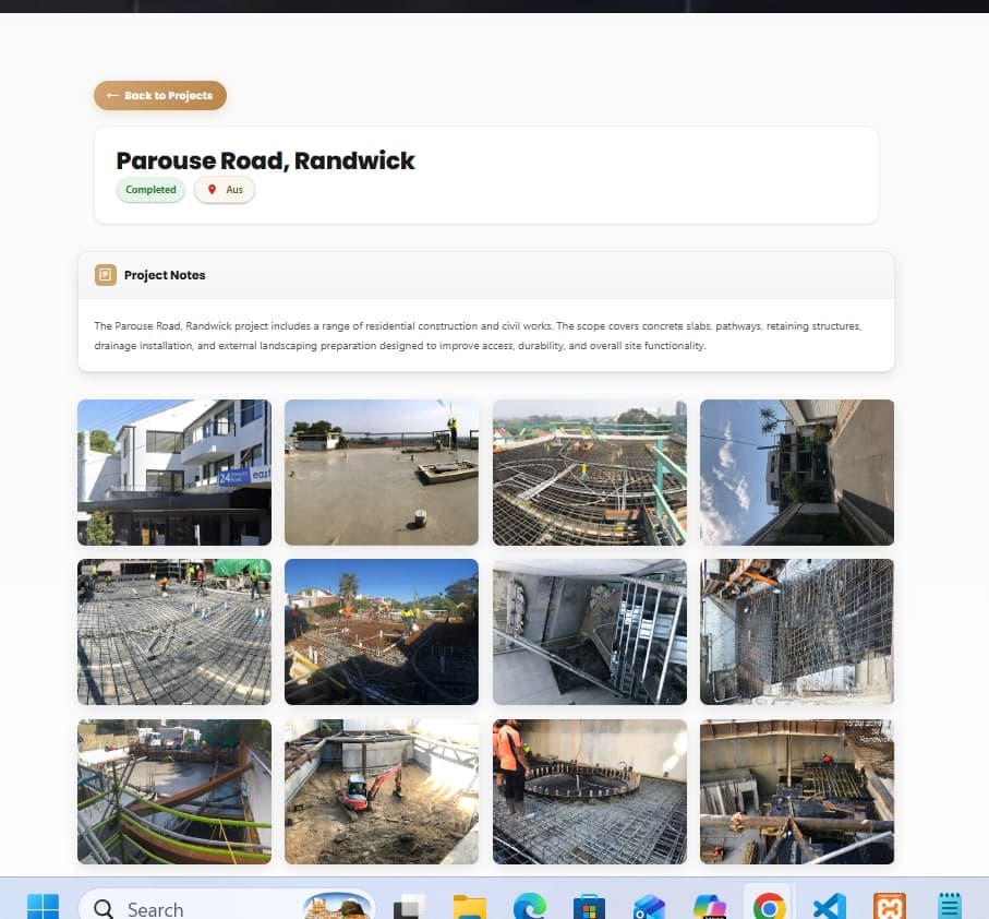 Project detail — notes and full image gallery