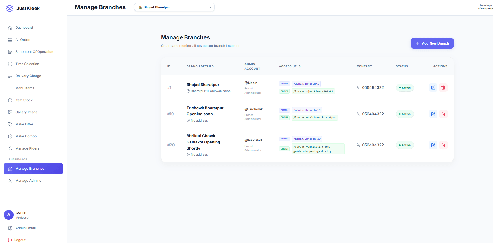 Multi-branch management