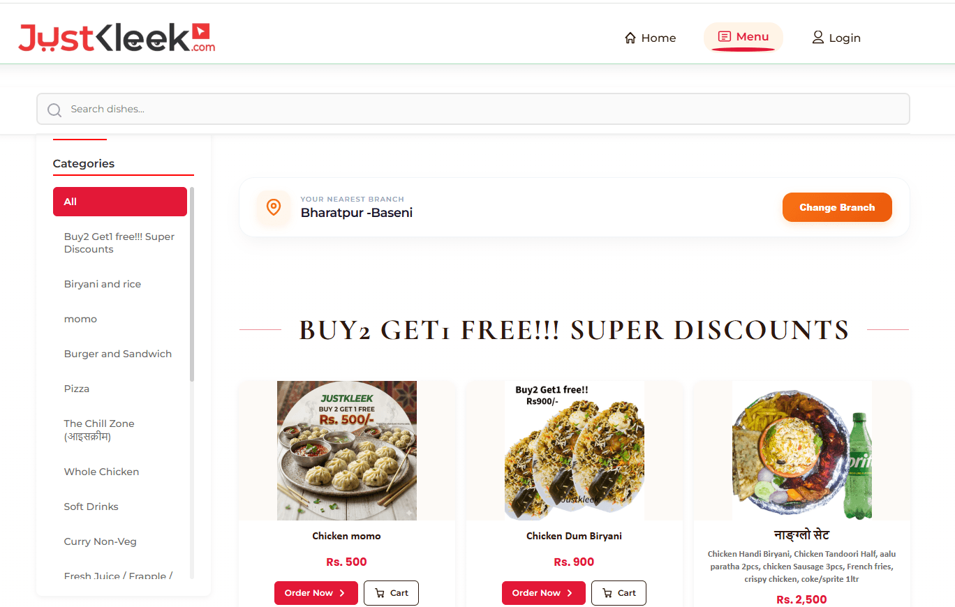 JustKleek Food Delivery